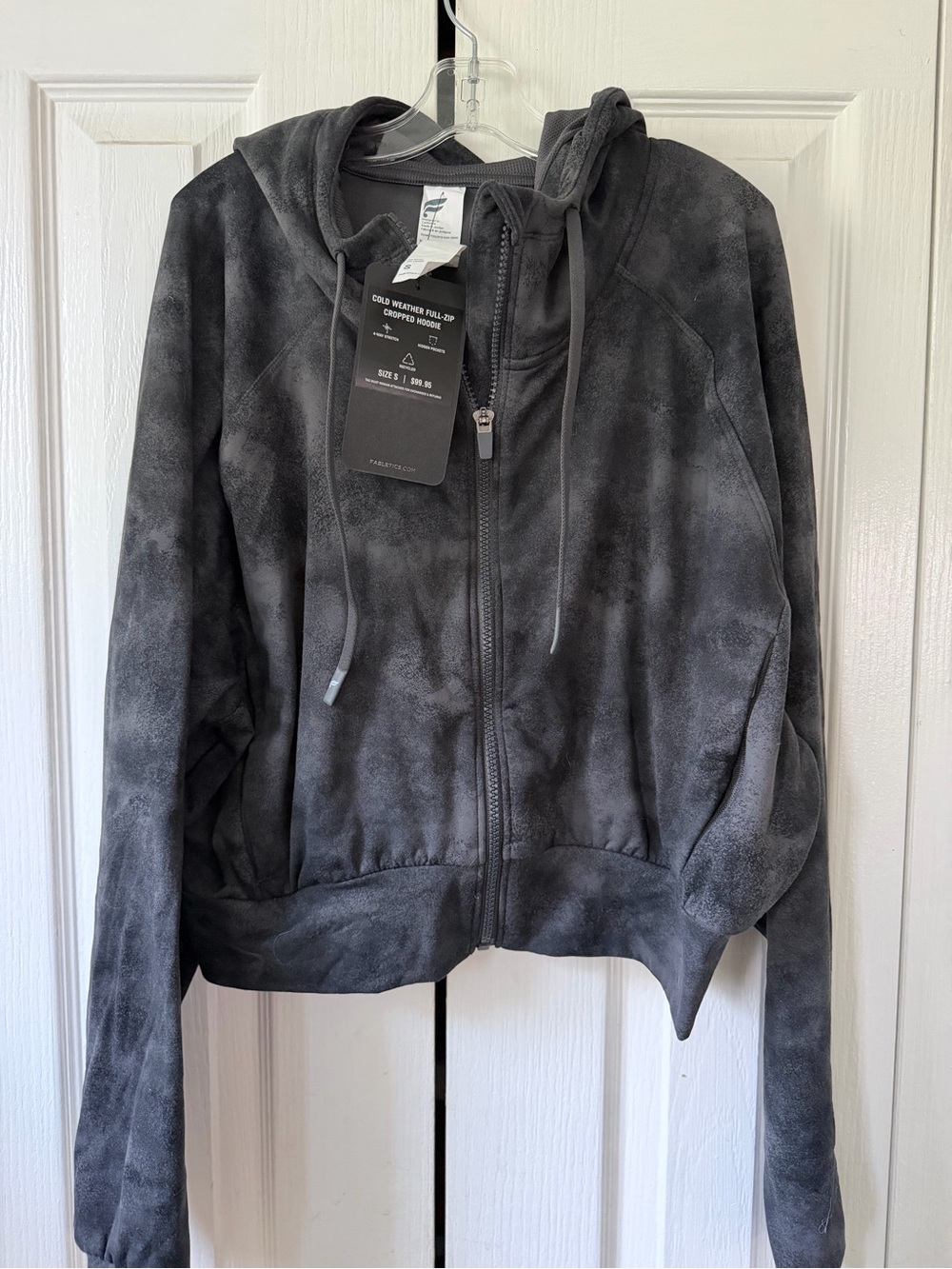 Fabletics Charcoal Tie-Dye Zip-Up Hooded Jacket
